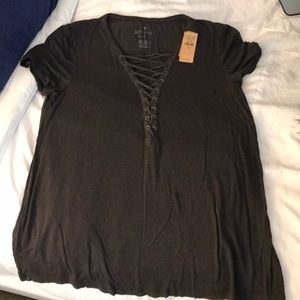 American Eagle Soft & Sexy Lace up Tee
